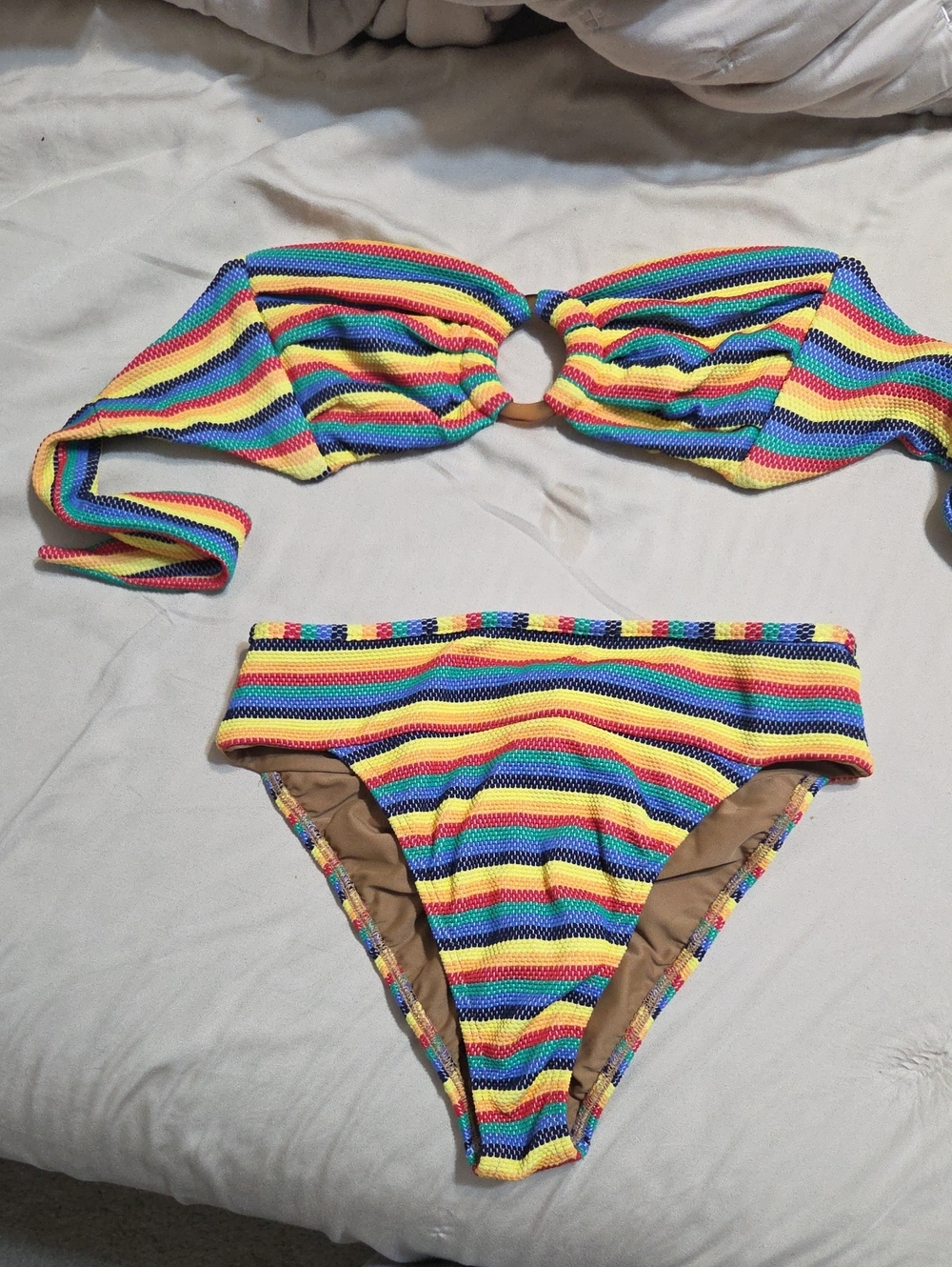Montce Swim Stripe Bikini - Yellow, Red, Blue, Green, Red, Orange